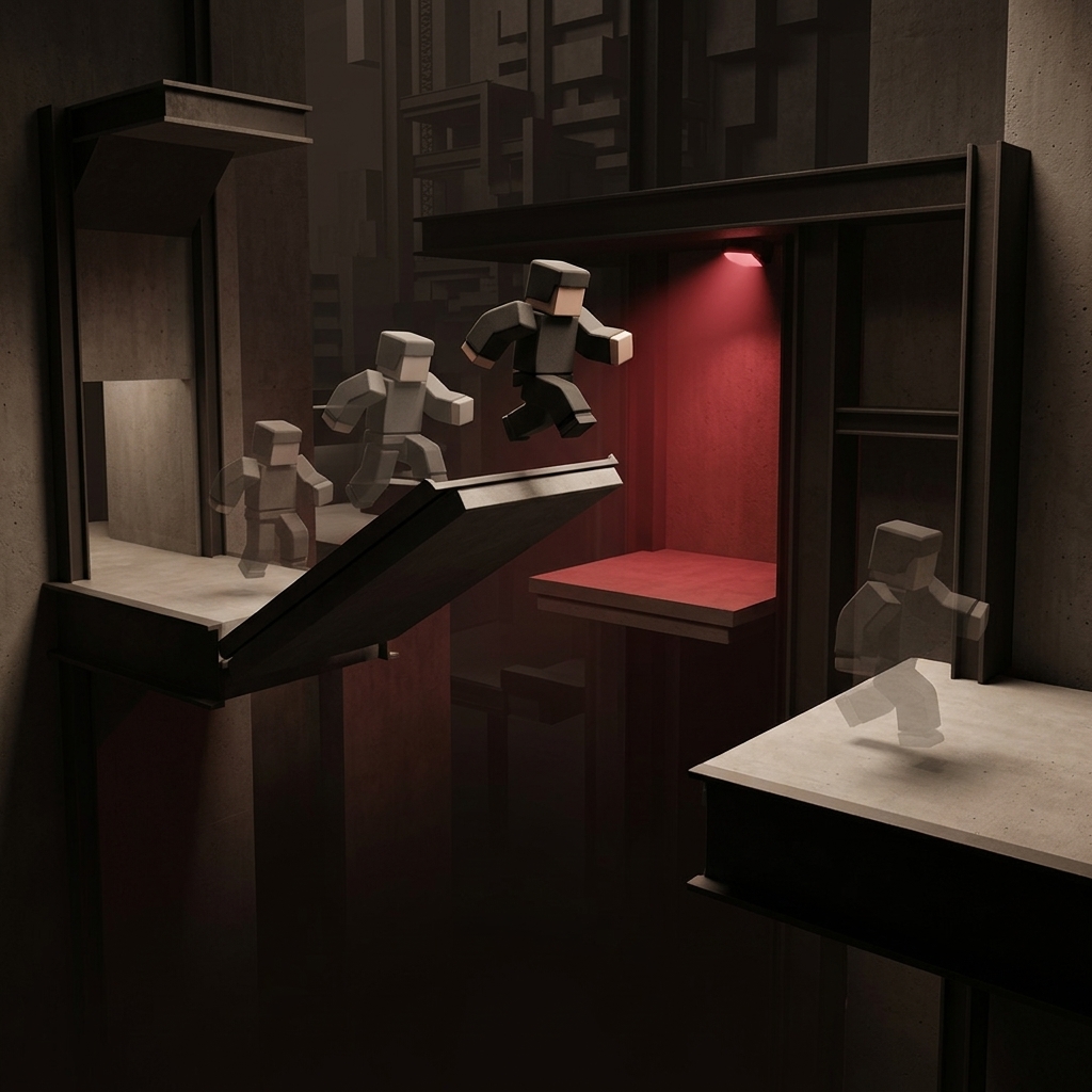 Karakter Roblox menjalankan kembali rute Auto Walk di arena obstacle